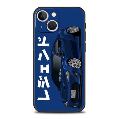 Luxury Phone Case For iPhone 11 12 13 15 14 Pro Max X XR XS 7 8 Plus SE 2020 Black Soft Cover Funda JDM Tokyo Drift Sports Car