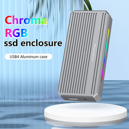 USB4 hard drive box M2 NVME solid-state drive reader 40G Thunderbolt 4 portable hard drive box with RGB light external
