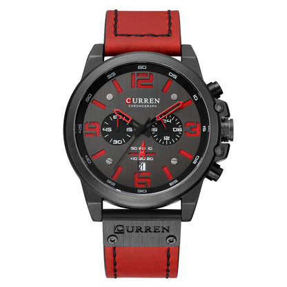 Men's Watch Sports Six Pin Quartz Watch Calendar Men's Watch Waterproof Belt Watch