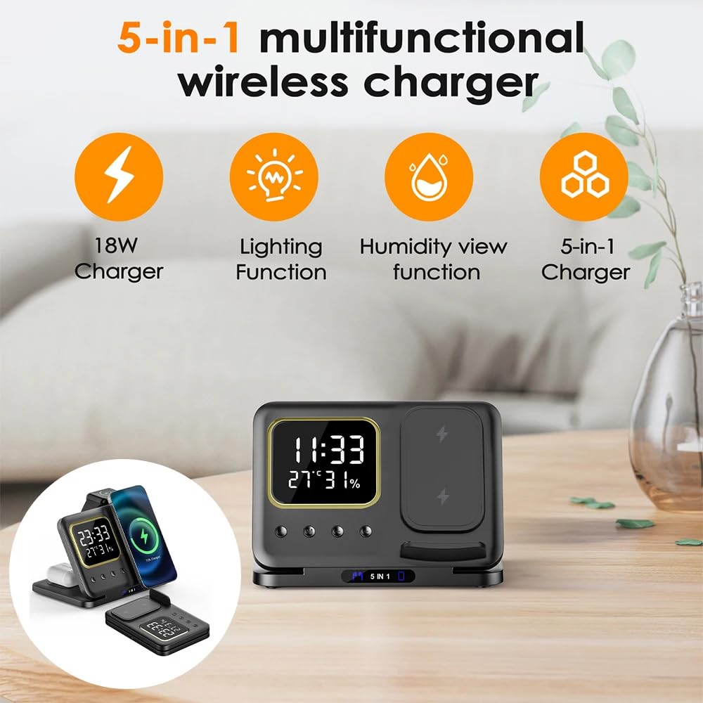 Phone Stand Tabletop 15w Fast Charging 5 in One Universal Wireless Charger Desk Charger for Iphone eprolo