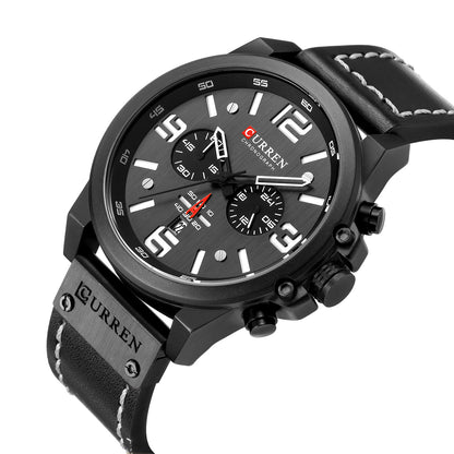 Men's Watch Sports Six Pin Quartz Watch Calendar Men's Watch Waterproof Belt Watch