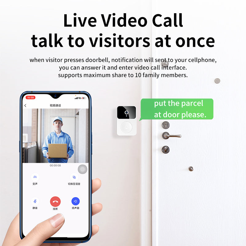 Wireless WiFi Doorbell with HD Camera and Night Vision