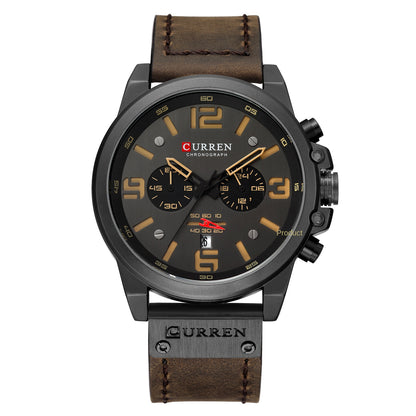 Men's Watch Sports Six Pin Quartz Watch Calendar Men's Watch Waterproof Belt Watch