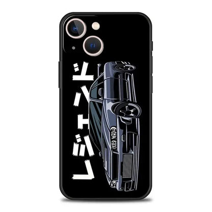 Luxury Phone Case For iPhone 11 12 13 15 14 Pro Max X XR XS 7 8 Plus SE 2020 Black Soft Cover Funda JDM Tokyo Drift Sports Car