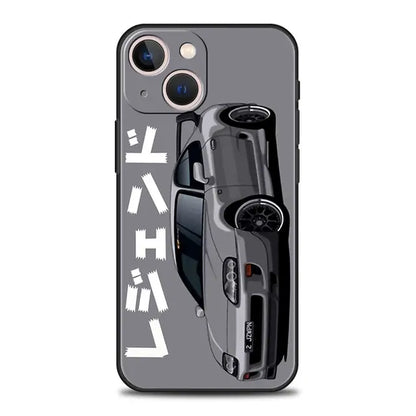 Luxury Phone Case For iPhone 11 12 13 15 14 Pro Max X XR XS 7 8 Plus SE 2020 Black Soft Cover Funda JDM Tokyo Drift Sports Car