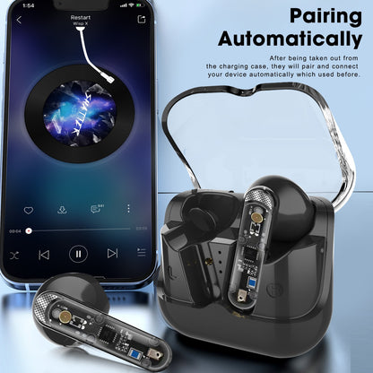 AKZ-S26 Wireless Sports Earphones Mini Transparent Shell Bluetooth Earphones TWS Lightweight Running Tpye-c Heavy Bass