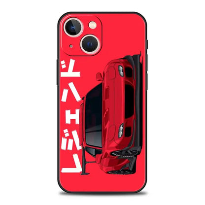 Luxury Phone Case For iPhone 11 12 13 15 14 Pro Max X XR XS 7 8 Plus SE 2020 Black Soft Cover Funda JDM Tokyo Drift Sports Car