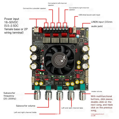 ZK-AS21P Bluetooth Digital Amplifier 2.1 Channel 600W